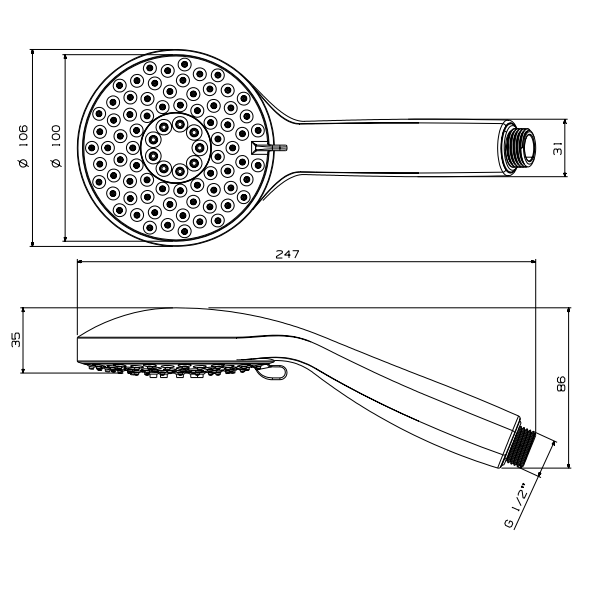Crosswater Wisp Shower Head With Three Spray Patterns HP