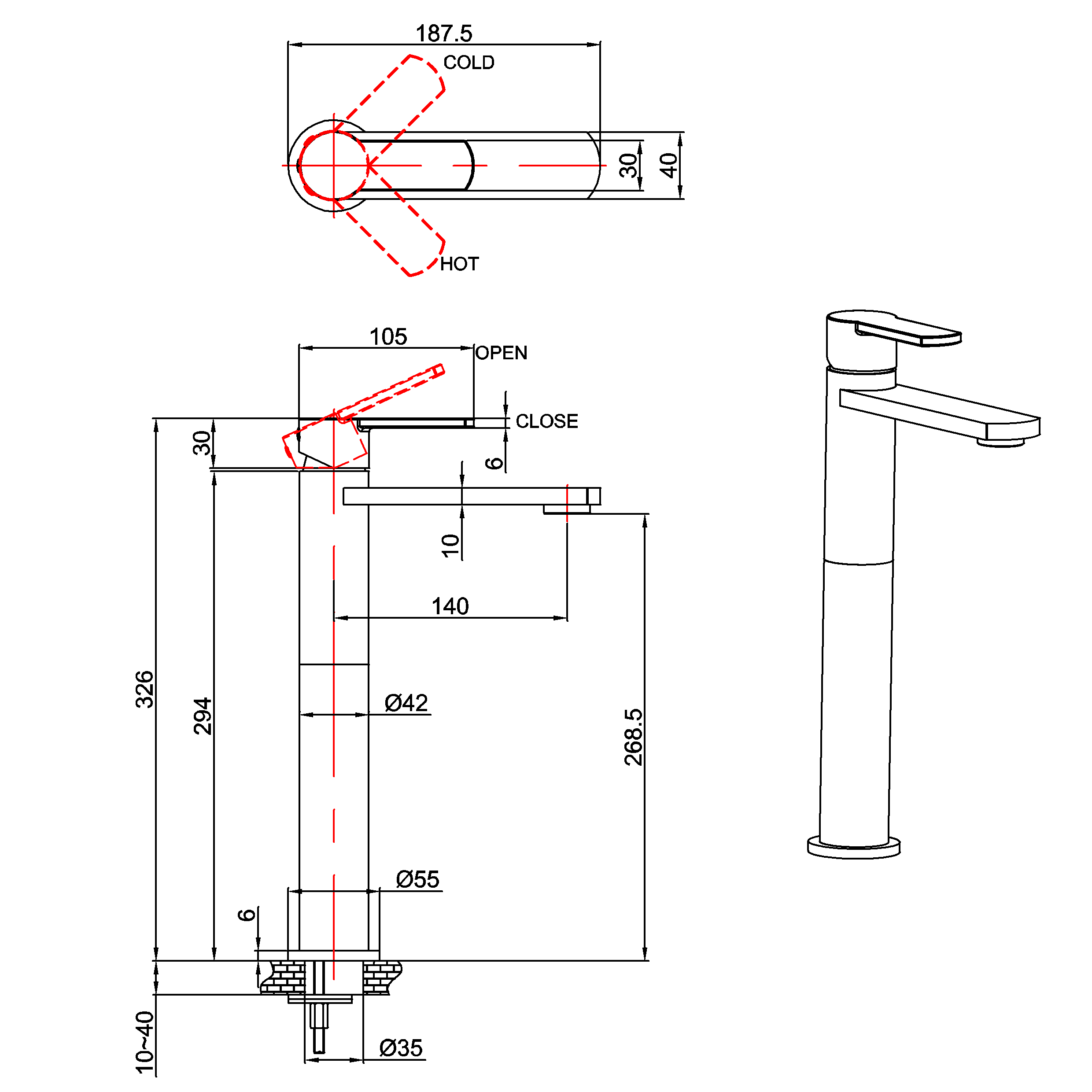 Crosswater Wisp Tall Mono Basin Mixer Tap - Tall Basin