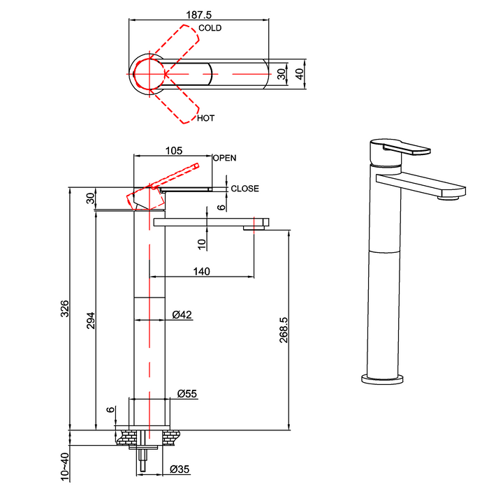 Crosswater Wisp Tall Mono Basin Mixer Tap - Tall Basin