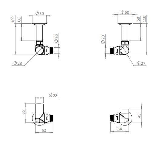 Crosswater MPRO Corner Radiator Valves