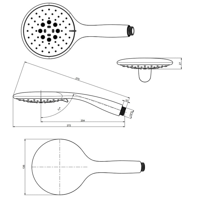 Crosswater Svelte Shower Rail With Integrated Wall Outlet - Chrome