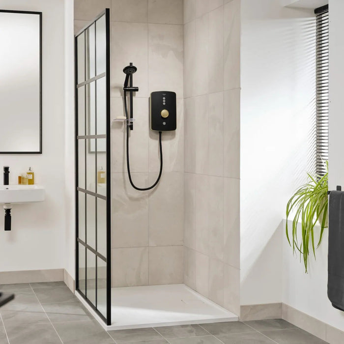Triton Amore Electric Shower - 9.5kW - Brushed Brass/Black