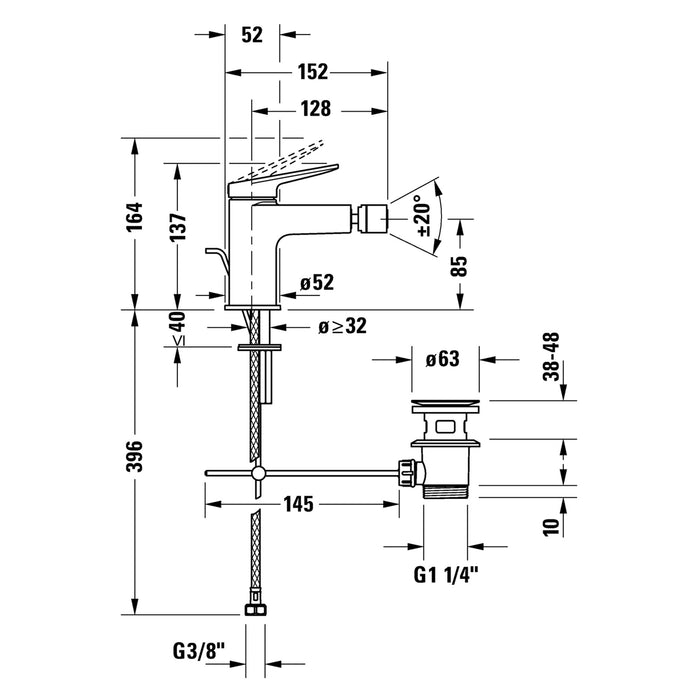 Duravit Wave Single Lever Bidet Mixer Tap
