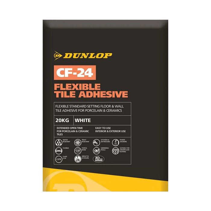 Dunlop CF-24 Flexible Wall & Floor Tile Adhesive - White - 20kg