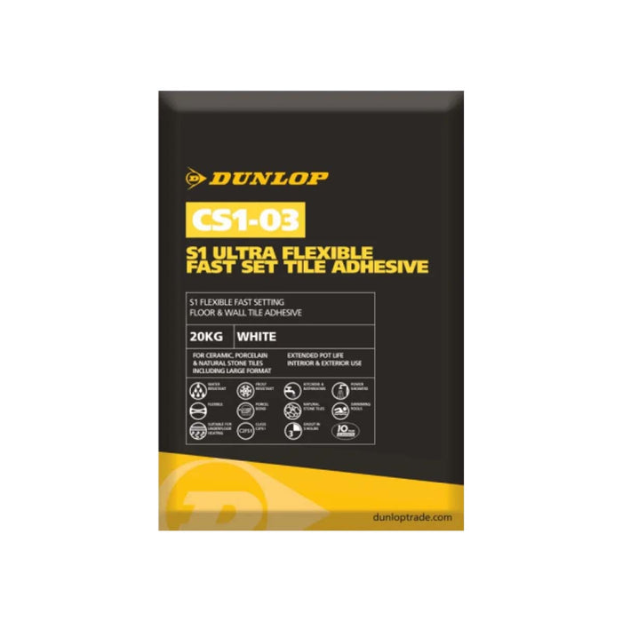 Dunlop CS1-03 Ultra Flexible Fast Set Tile Adhesive - 20kg