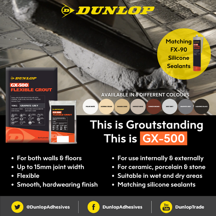Dunlop GX 500 Flexible Wall & Floor Grout