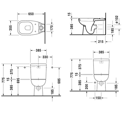 Duravit D - Code Close Coupled Toilet & Soft Seat