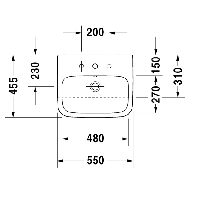 Duravit DuraStyle Semi-recessed Basin 550mm