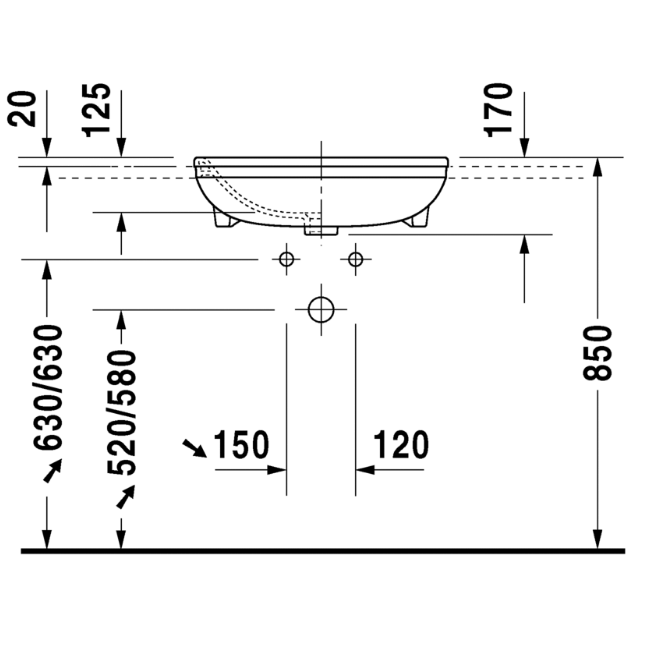 Duravit DuraStyle Semi-recessed Basin 550mm