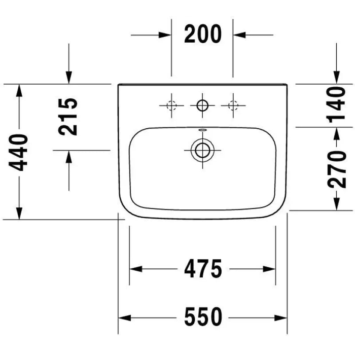 Duravit DuraStyle Wall Hung Basin 550mm - Wall Hung