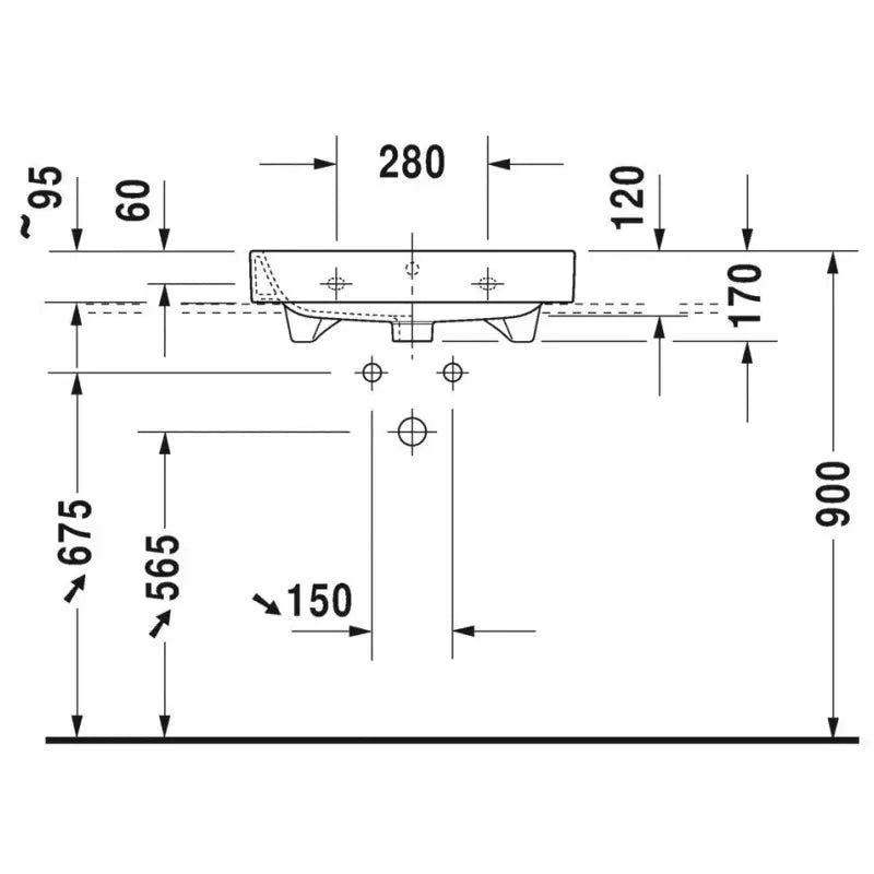 Duravit Happy D.2 Countertop Basin 600mm No Tap Hole -