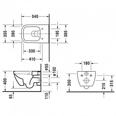 Duravit Happy D.2 Wall Hung Toilet & Soft Close Seat