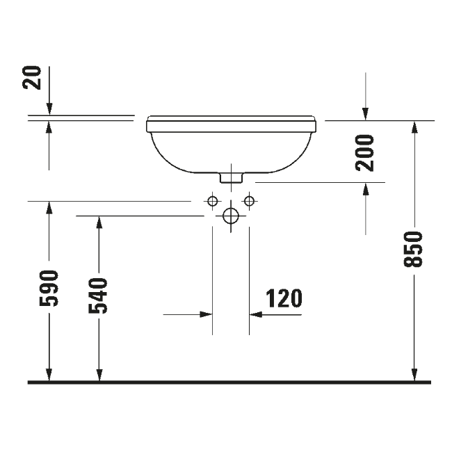 Duravit Starck 3 Semi-recessed Basin 550mm
