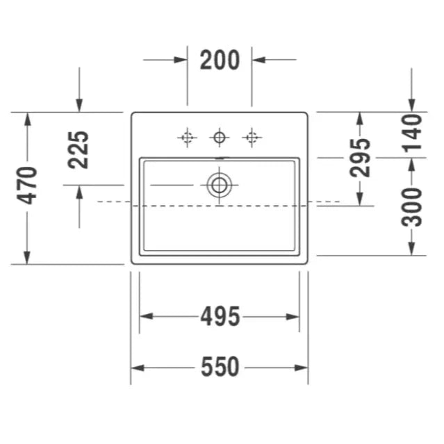 Duravit Vero Air Semi-recessed Basin 550mm 1 Tap Hole -