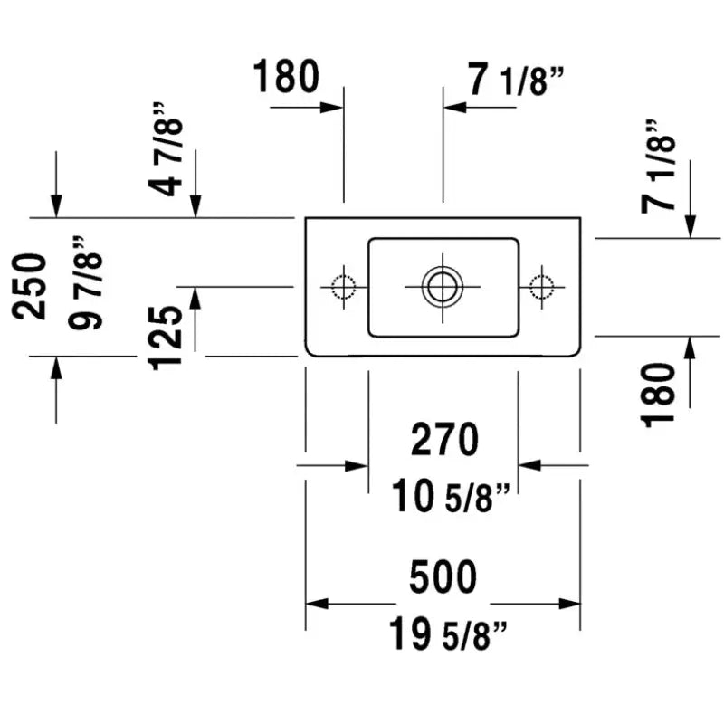 Duravit Vero Cloakroom Basin 500mm Tap Hole on the Left