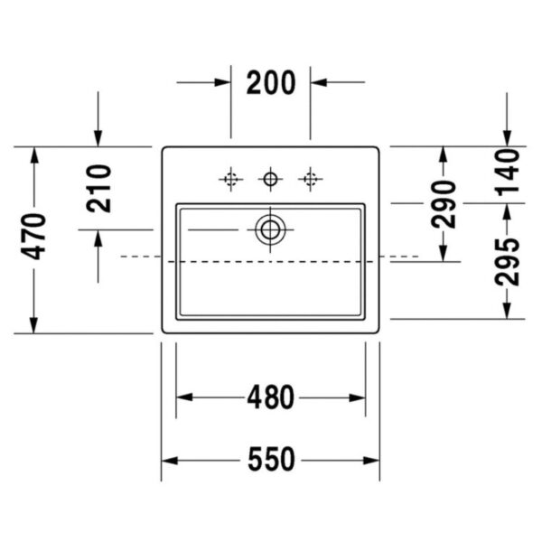 Duravit Vero Semi Recessed Basin - 550mm Wide 1 Tap Hole