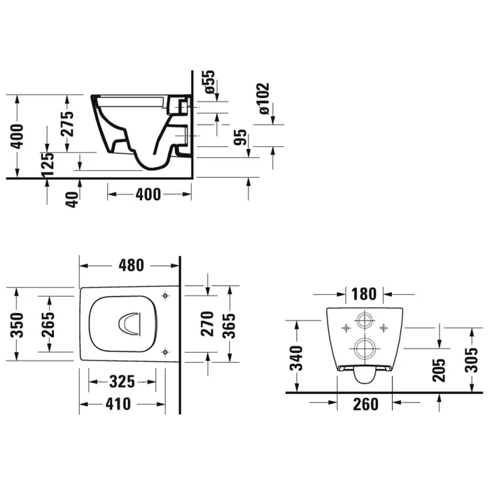 Duravit Viu Compact Rimless Wall Hung Toilet & Soft Close