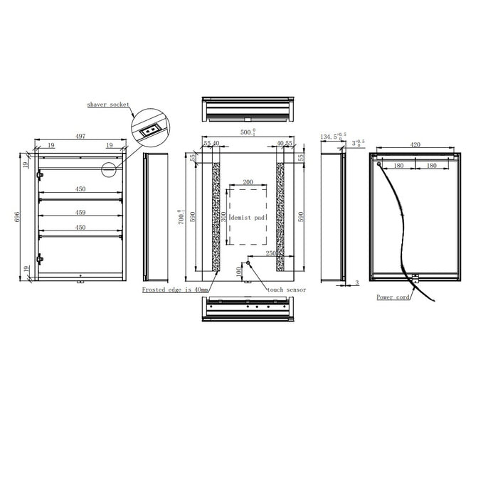 Eastbrook Castellano 1 Door LED Illuminated Mirror Cabinet - 700mm x 500mm