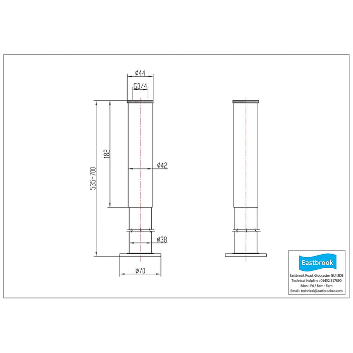 Eastbrook Adjustable Stand Pipes For Concealing Water
