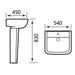 Eastbrook Andelle Basin With Full Pedestal - 540mm Wide - 1