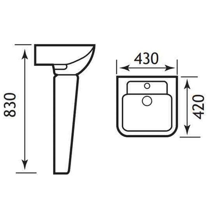 Eastbrook Andelle Cloakroom Wall Hung Basin - 430mm Wide