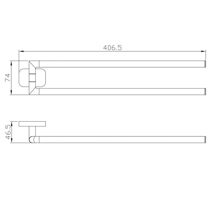 Eastbrook Asti Double Split Towel Rail - 406mm Long - Towel