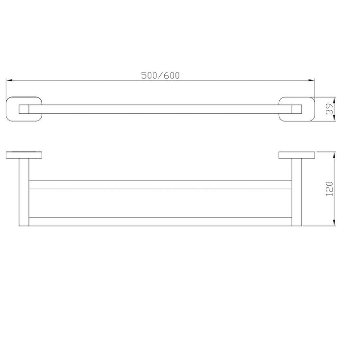 Eastbrook Asti Double Towel Rail - 600mm Long - Towel Rings
