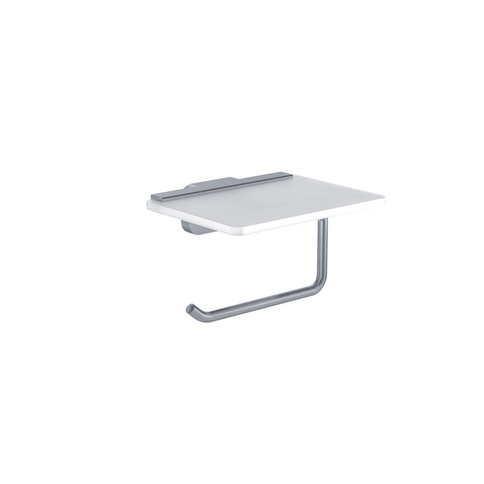 Eastbrook Asti Toilet Roll Holder With Glass Shelf - Chrome