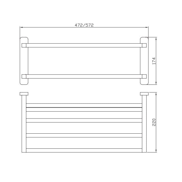 Eastbrook Asti Towel Shelf - 572mm Long - Towel Rings
