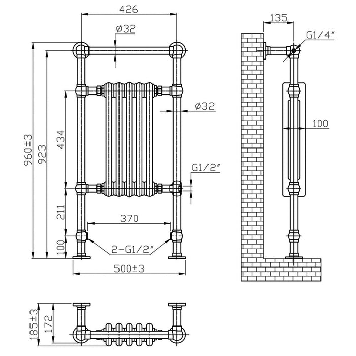 Eastbrook Avon Straight Heated Towel Rail Chrome/Matt