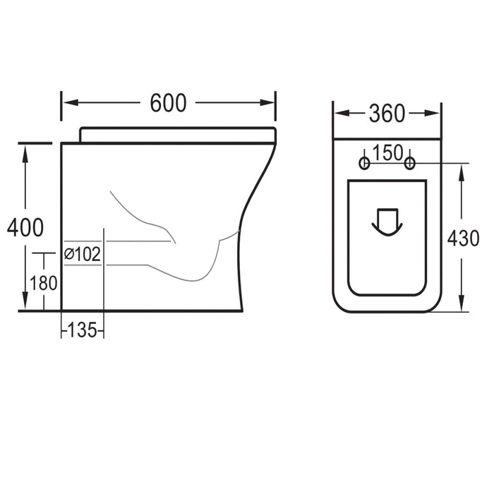 Eastbrook Beddington Eco Vortex Back To Wall Toilet