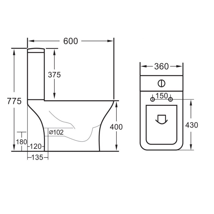 Eastbrook Beddington Eco Vortex Close Coupled Toilet