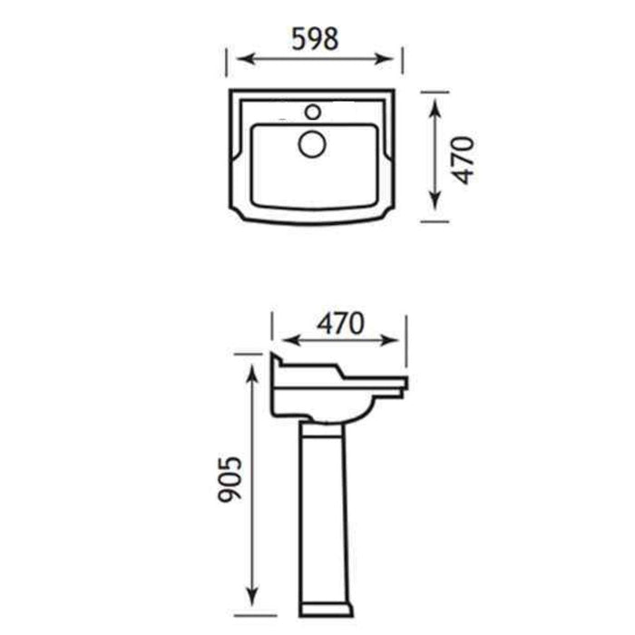 Eastbrook Belgravia Wall Hung Basin - 600mm Wide - White