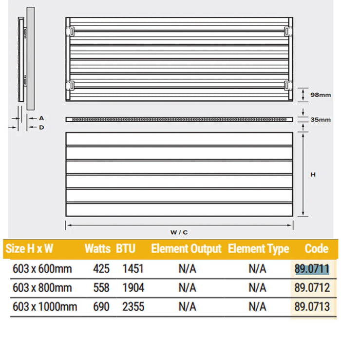 Eastbrook Berkeley Aluminium Vertical Designer Radiator