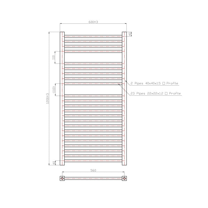 Eastbrook Biava Straight Heated Towel Rail Chrome - Heated