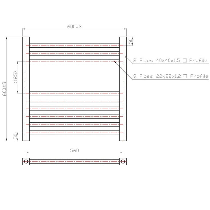 Eastbrook Biava Straight Heated Towel Rail Chrome - Heated