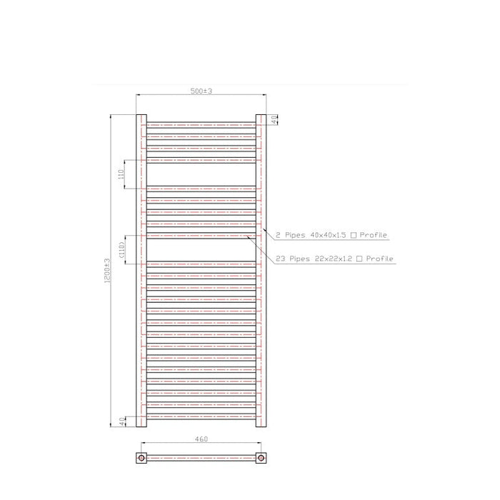 Eastbrook Biava Straight Heated Towel Rail Chrome - Heated