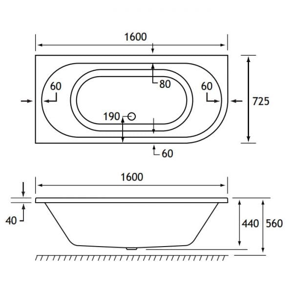 Eastbrook Biscay Beauforte Double Ended Bath - No TH