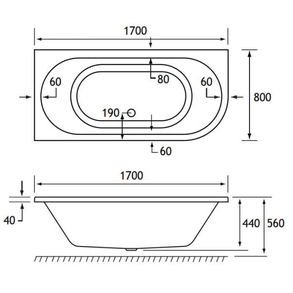 Eastbrook Biscay Double Ended Bath - No TH - White