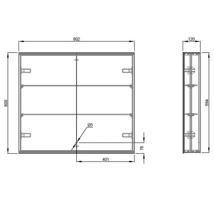 Eastbrook Bosini 2 Door Non Illuminated Mirror Cabinet