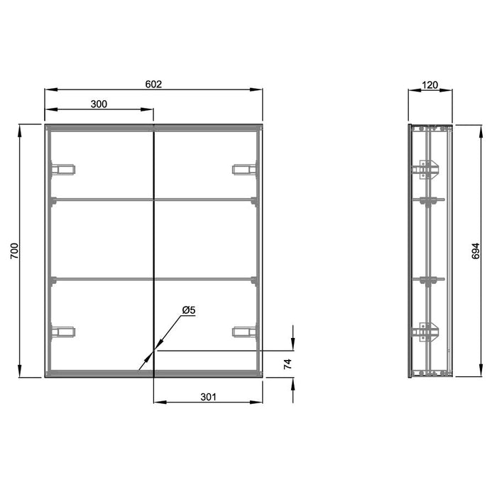 Eastbrook Bosini 2 Door Non Illuminated Mirror Cabinet