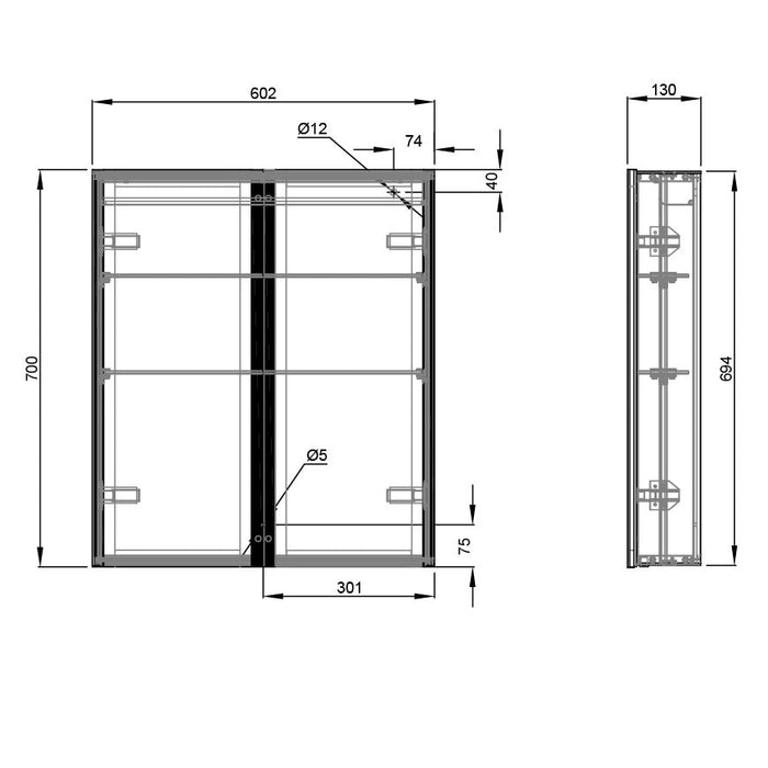 Eastbrook Caldini 2 Door Illuminated Mirror Cabinet - White
