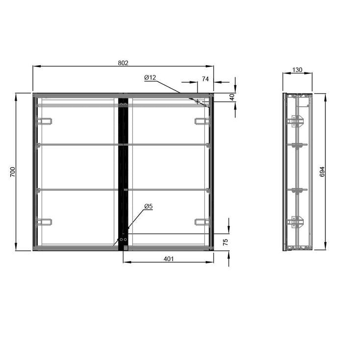 Eastbrook Caldini 2 Door Illuminated Mirror Cabinet - White
