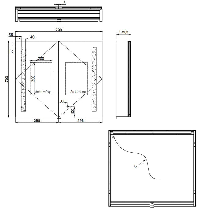 Eastbrook Castellano 2 Door LED Illuminated Mirror Cabinet