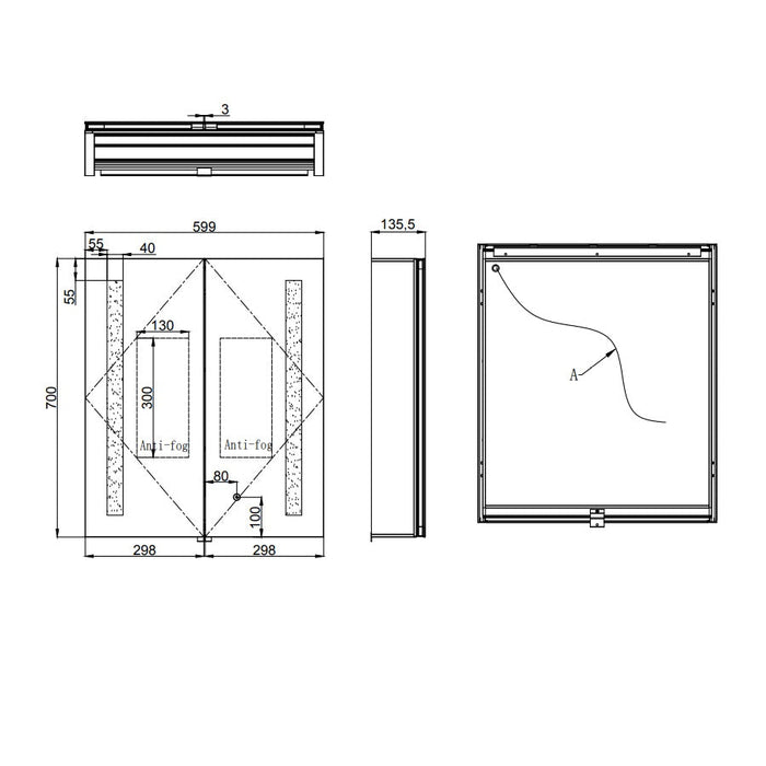 Eastbrook Castellano 2 Door LED Illuminated Mirror Cabinet