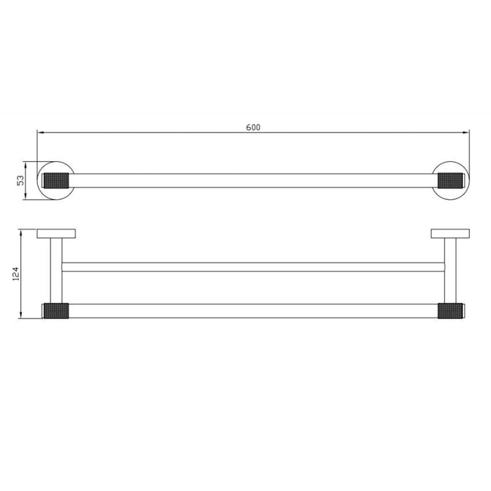 Eastbrook Catania Double Towel Bar - Matt Black/Brushed