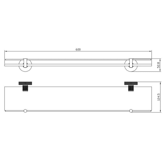 Eastbrook Catania Glass Shelf - Matt Black/Brushed Brass