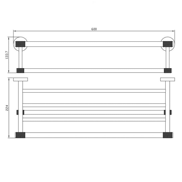 Eastbrook Catania Towel Rack With Bar - Matt Black/Brushed