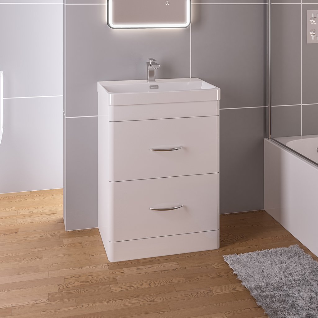 Eastbrook Cavone 2 Drawer Floorstanding Vanity Unit With Ceramic Basin ...