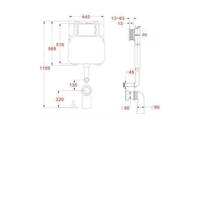 Eastbrook Concealed Cistern - 568mm X 445mm - White